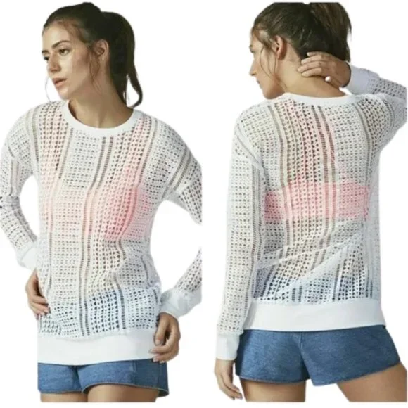 Fabletics Sophie Swim Gym Mesh Cover Up - White - S - Picture 1 of 7